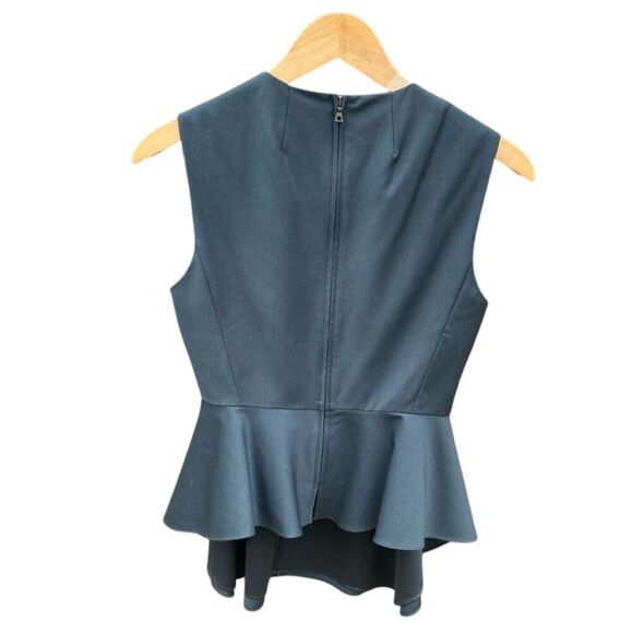 Theory Women's Gray Peplum Crew Neck High-Low Sleeveless Blouse S - Picture 3 of 5
